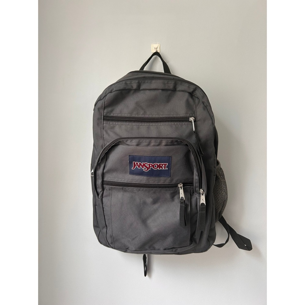 JanSport Big Student Backpack Charcoal Gray Multi Pocket School Bag